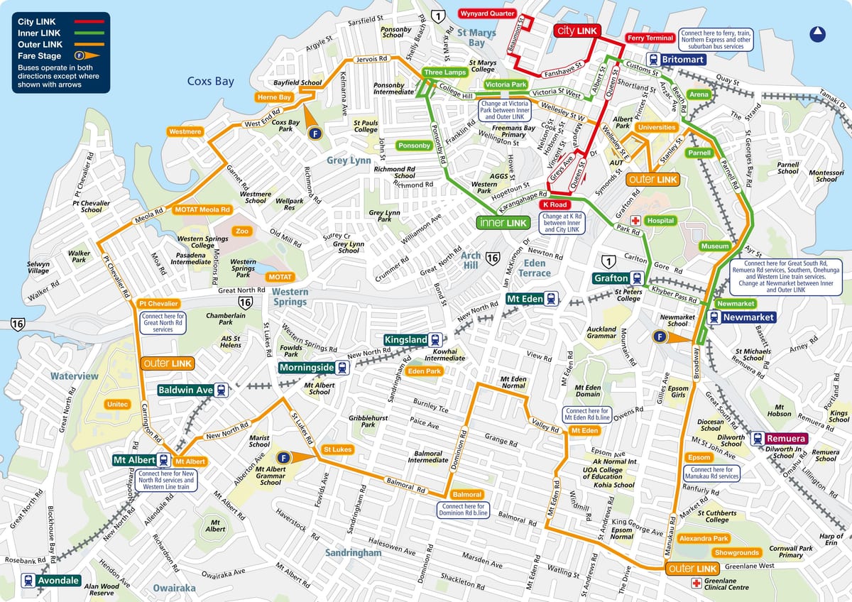 Auckland bus route kaart