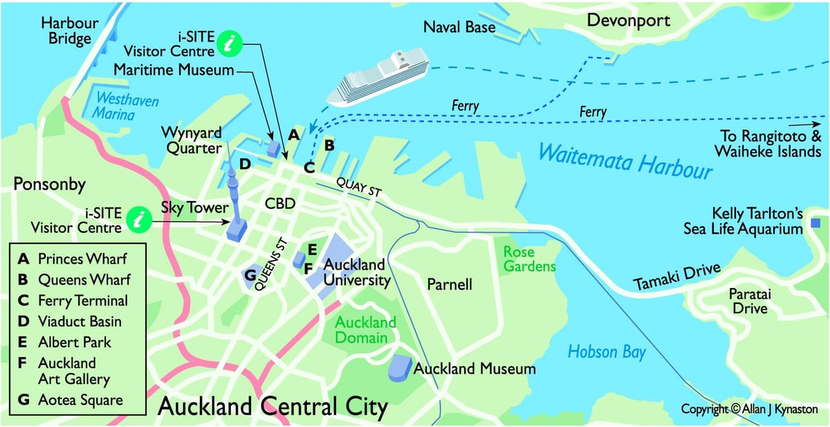 Auckland cruise ship terminal kaart