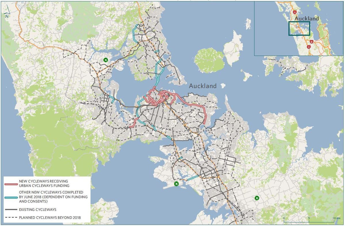 kaart van cycleway Auckland kaart