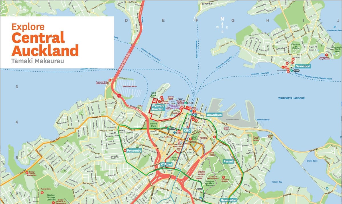 kaart van Auckland, nz