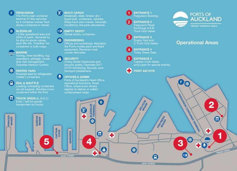 de haven van Auckland kaart