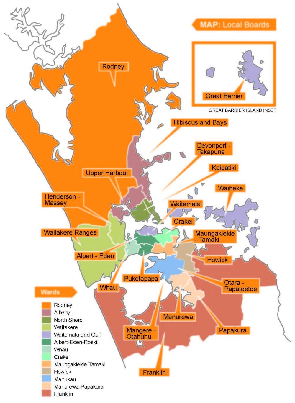 Auckland raad grenzen kaart