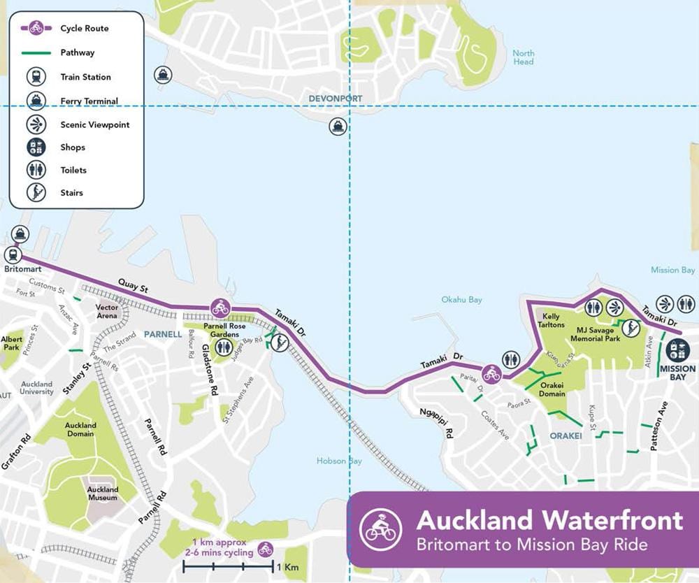 roze cycleway Auckland kaart
