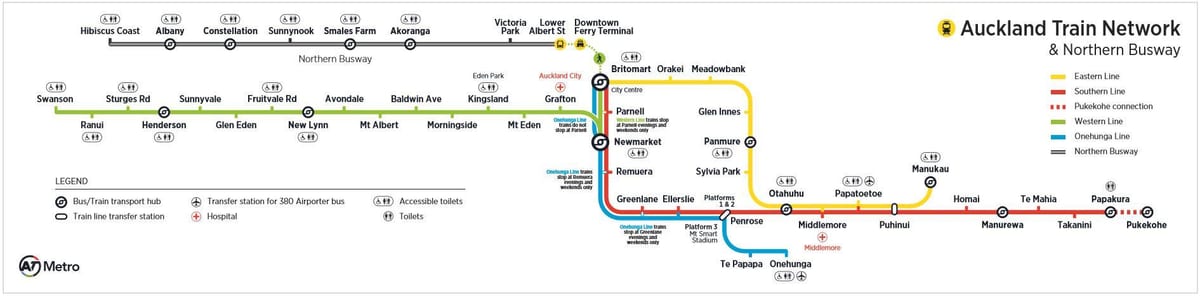 Auckland trein netwerk kaart