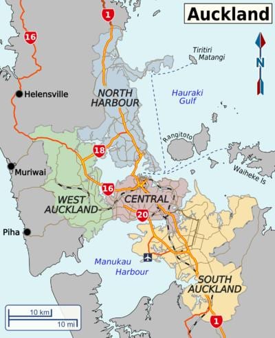 kaart van Auckland wijken