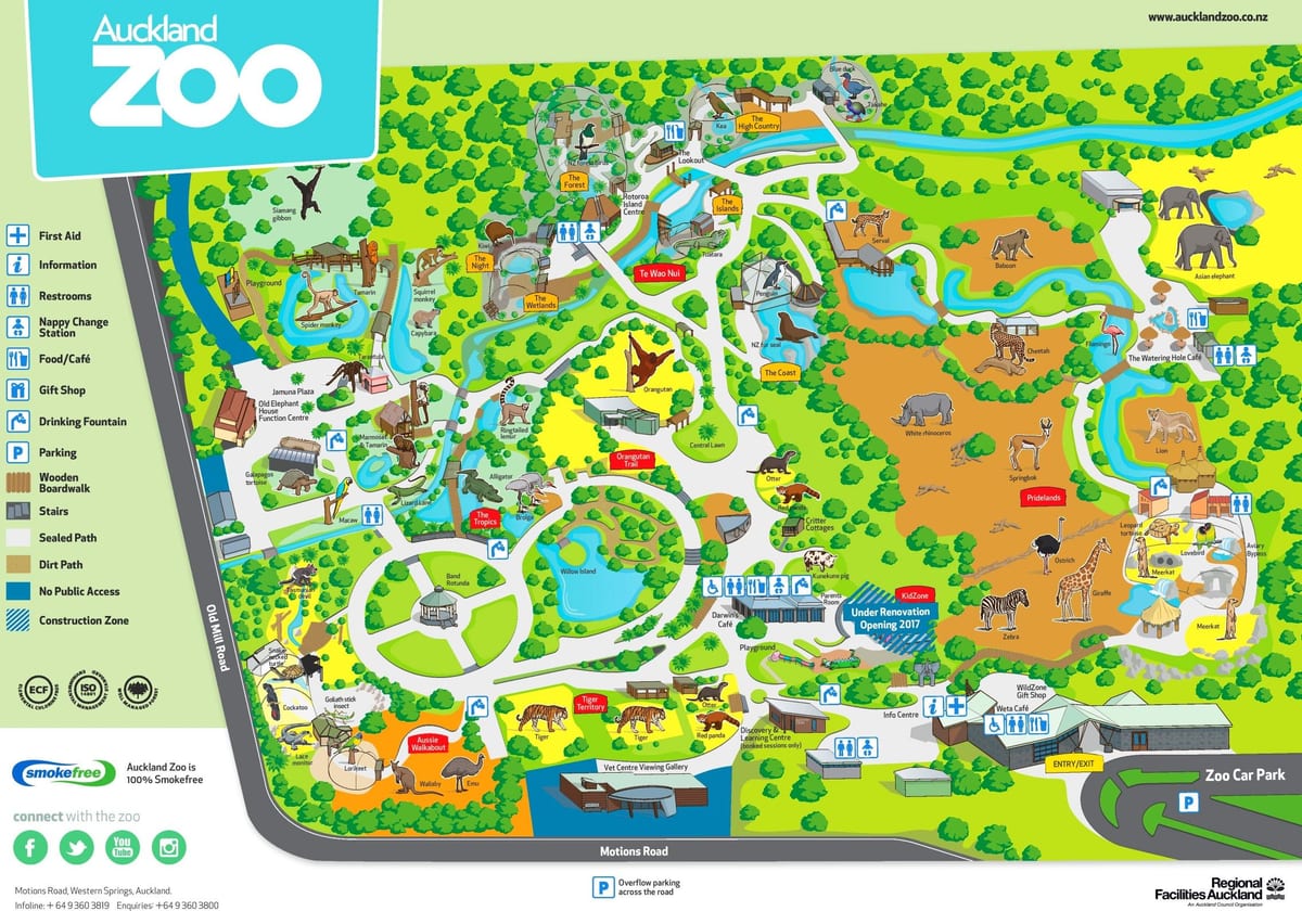 kaart van Auckland zoo
