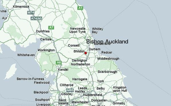 kaart van Bishop Auckland