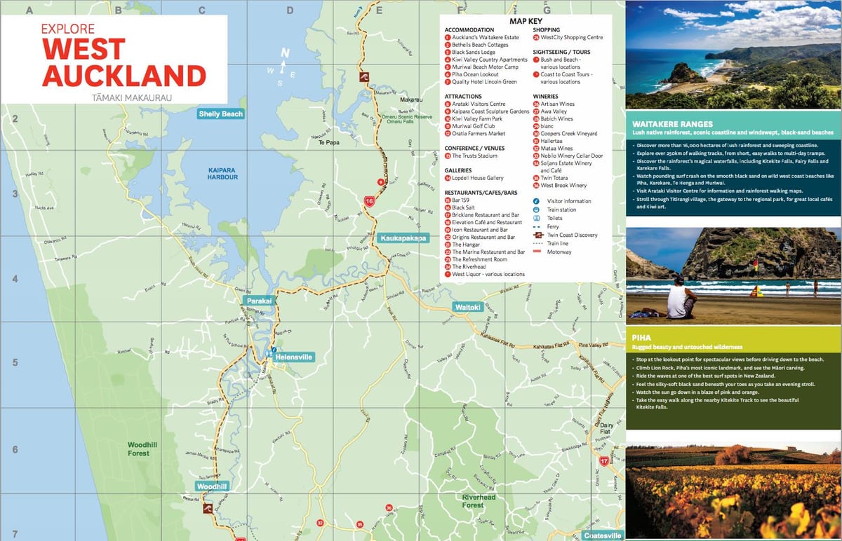 kaart van west Auckland